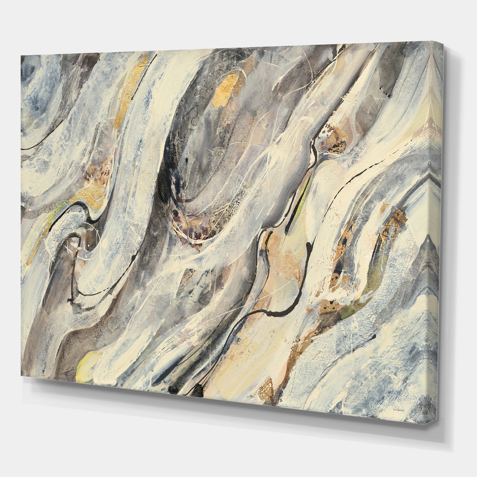 Glam Golden Falls - Modern & Contemporary Premium Canvas Wall Art