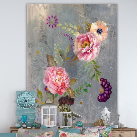 Peonies and Paisley - Cabin & Lodge Canvas Art