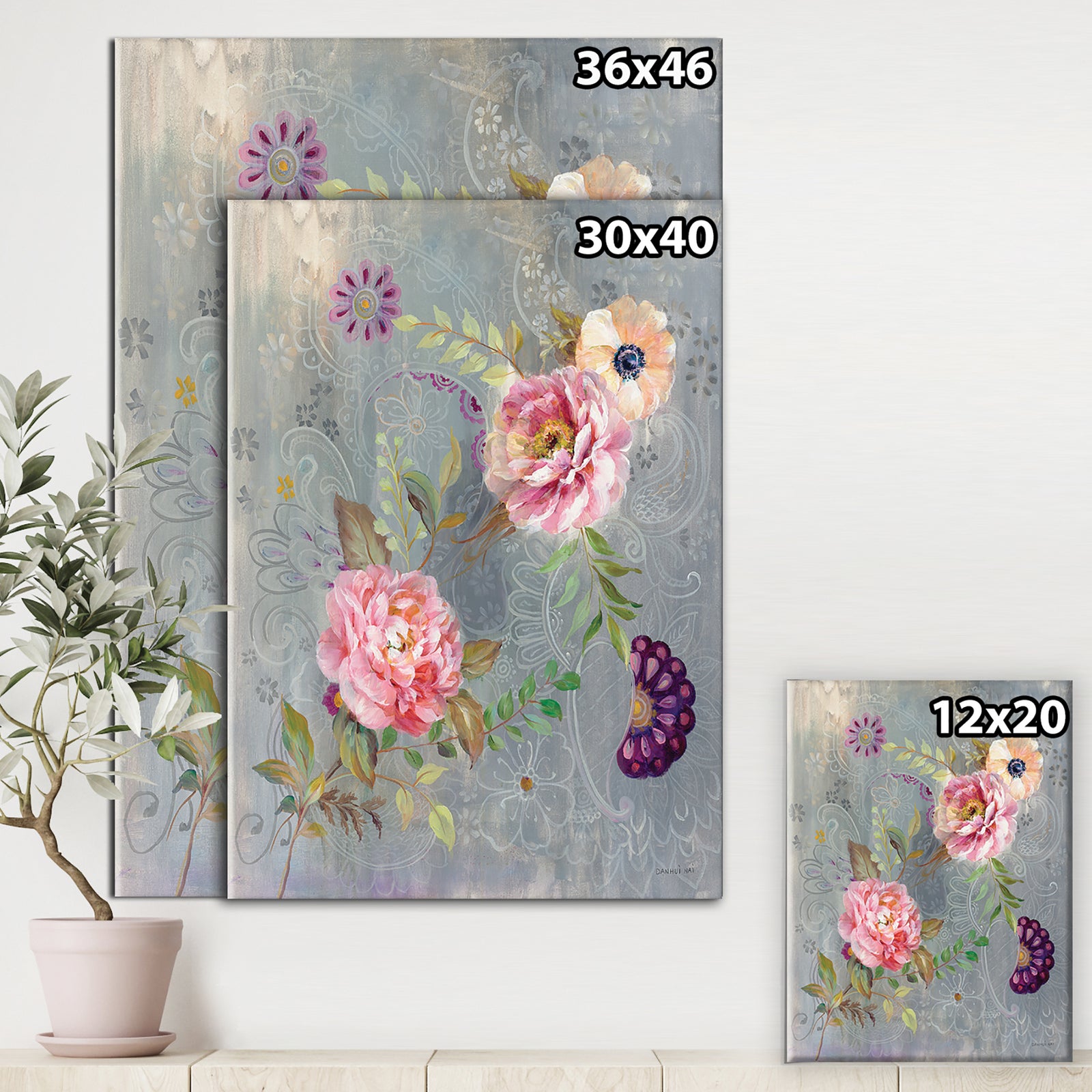 Peonies and Paisley - Cabin & Lodge Canvas Art