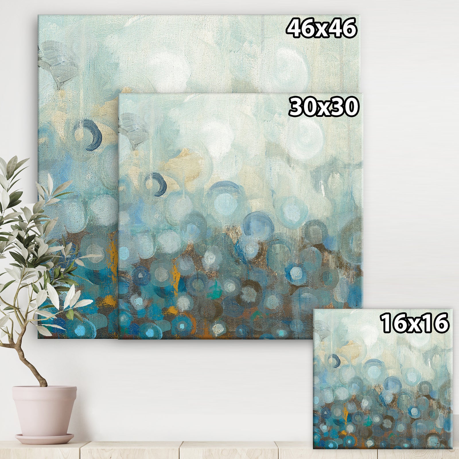 Blue and Bronze Dots on Glass II - Modern & Contemporary Canvas Art