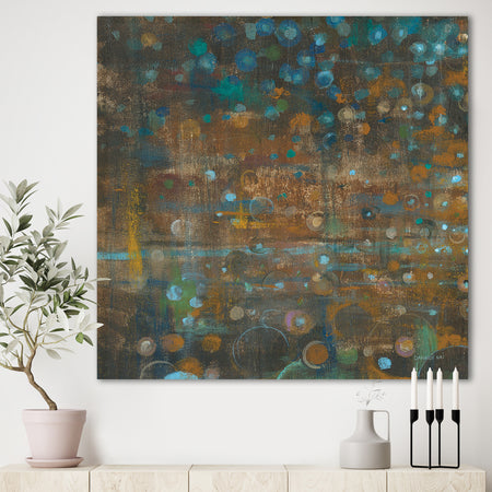 Blue and Bronze Dots on Glass III - Cabin & Lodge Premium Canvas Wall Art