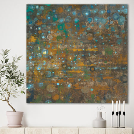Blue and Bronze Dots on Glass IV - Cabin & Lodge Gallery-wrapped Canvas