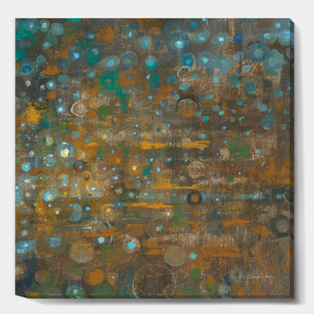 Blue and Bronze Dots on Glass IV - Cabin & Lodge Gallery-wrapped Canvas
