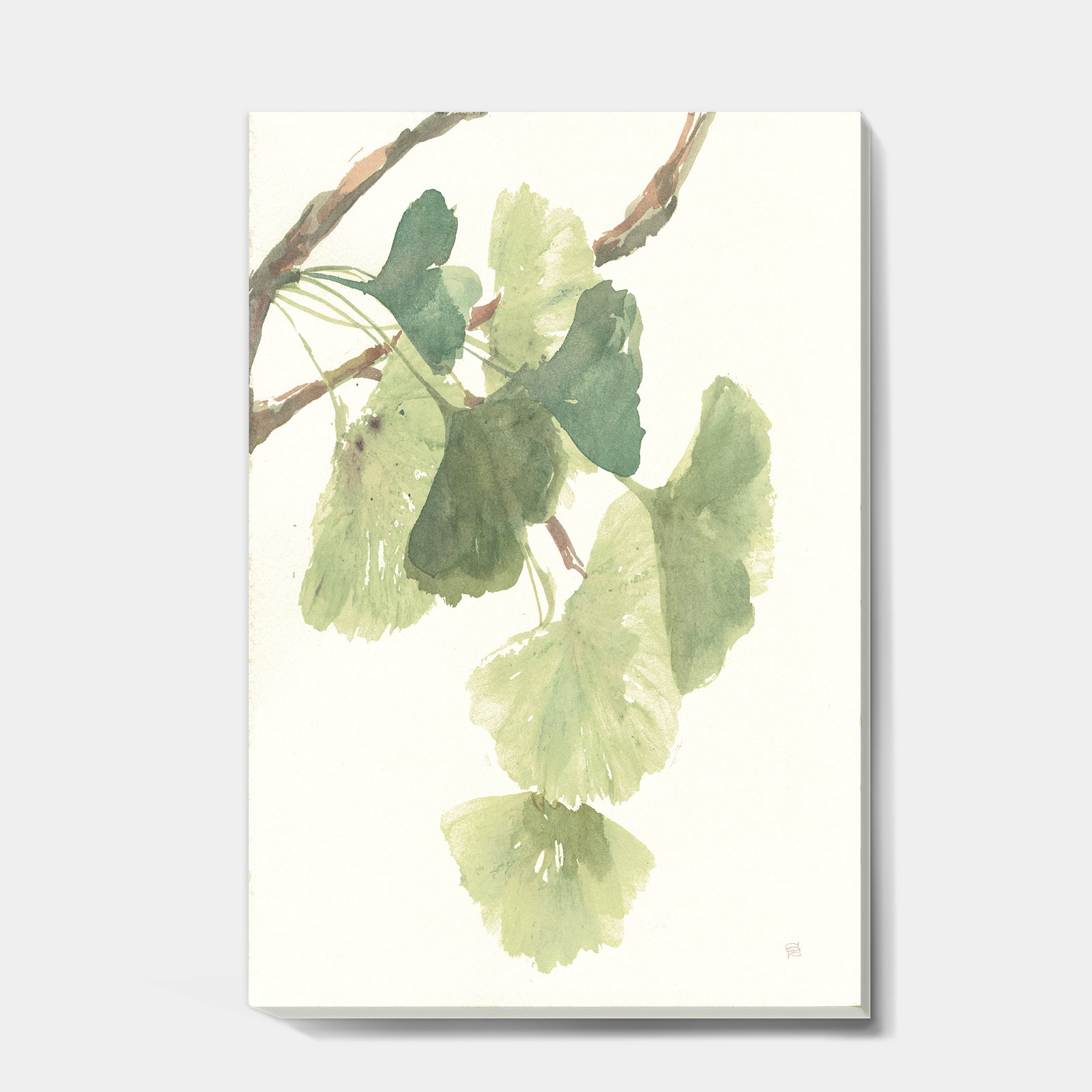 Watercolor Gingko Leaves I - Cabin & Lodge Gallery-wrapped Canvas