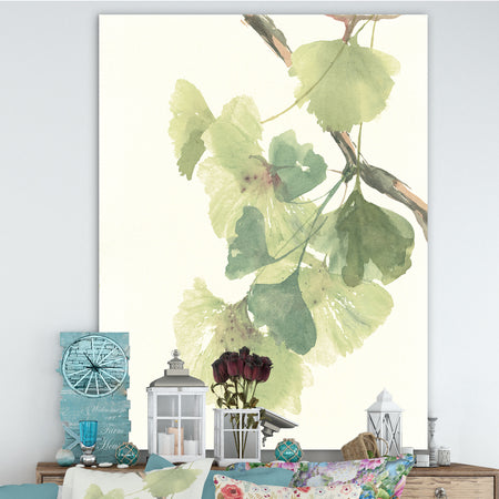 Watercolor Gingko Leaves II - Cabin & Lodge Canvas Artwork