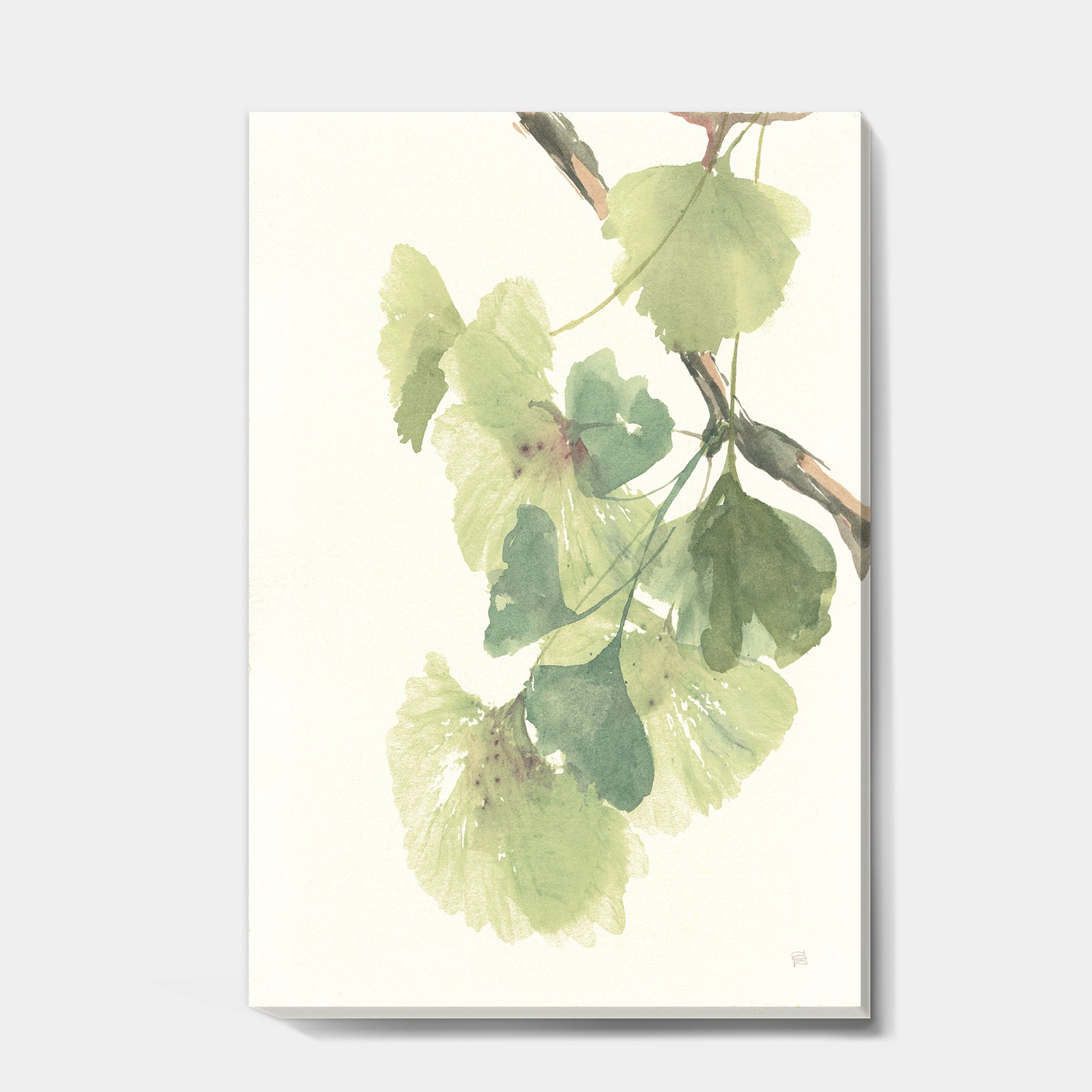 Watercolor Gingko Leaves II - Cabin & Lodge Canvas Artwork