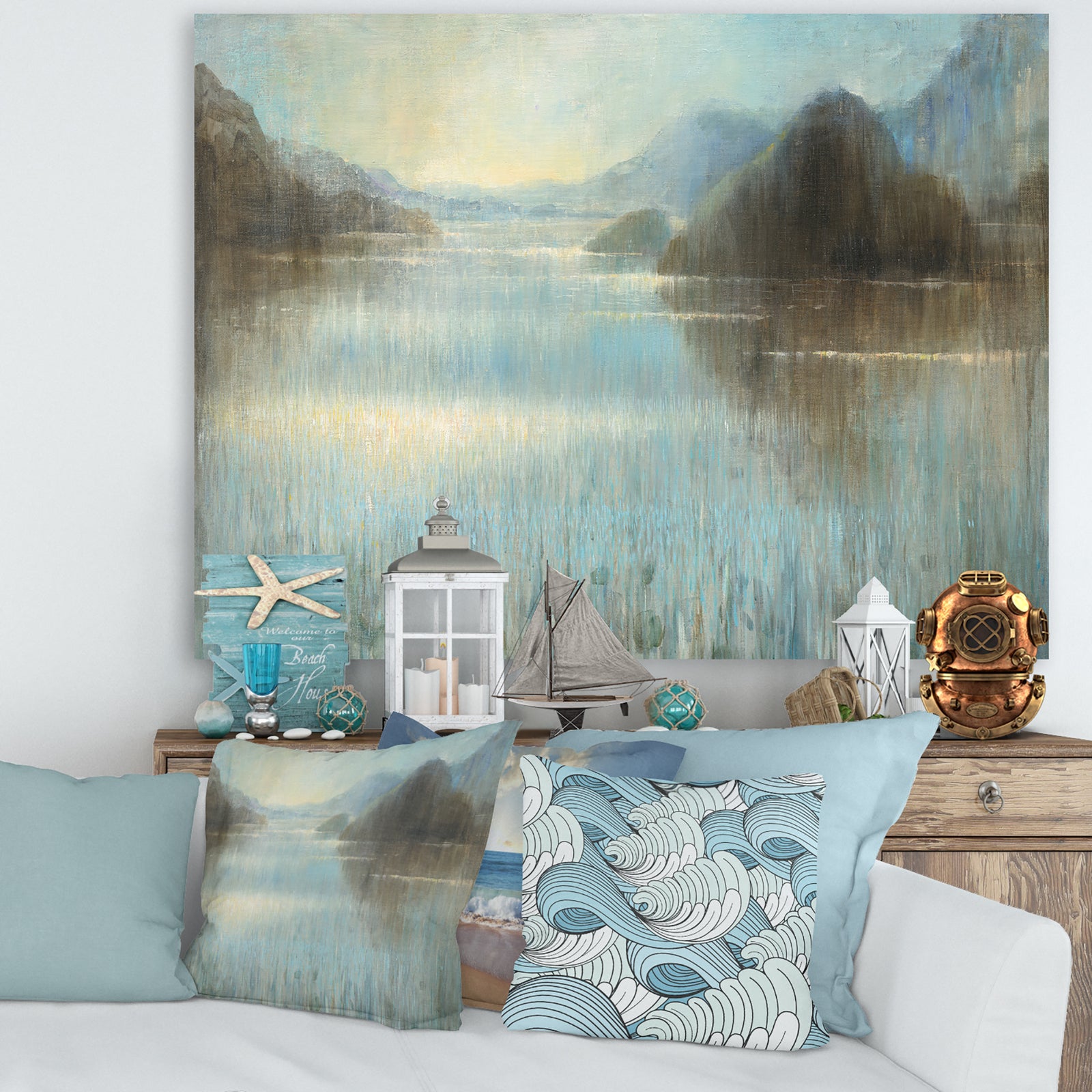 Vue from Lase House - Lake House Premium Canvas Wall Art