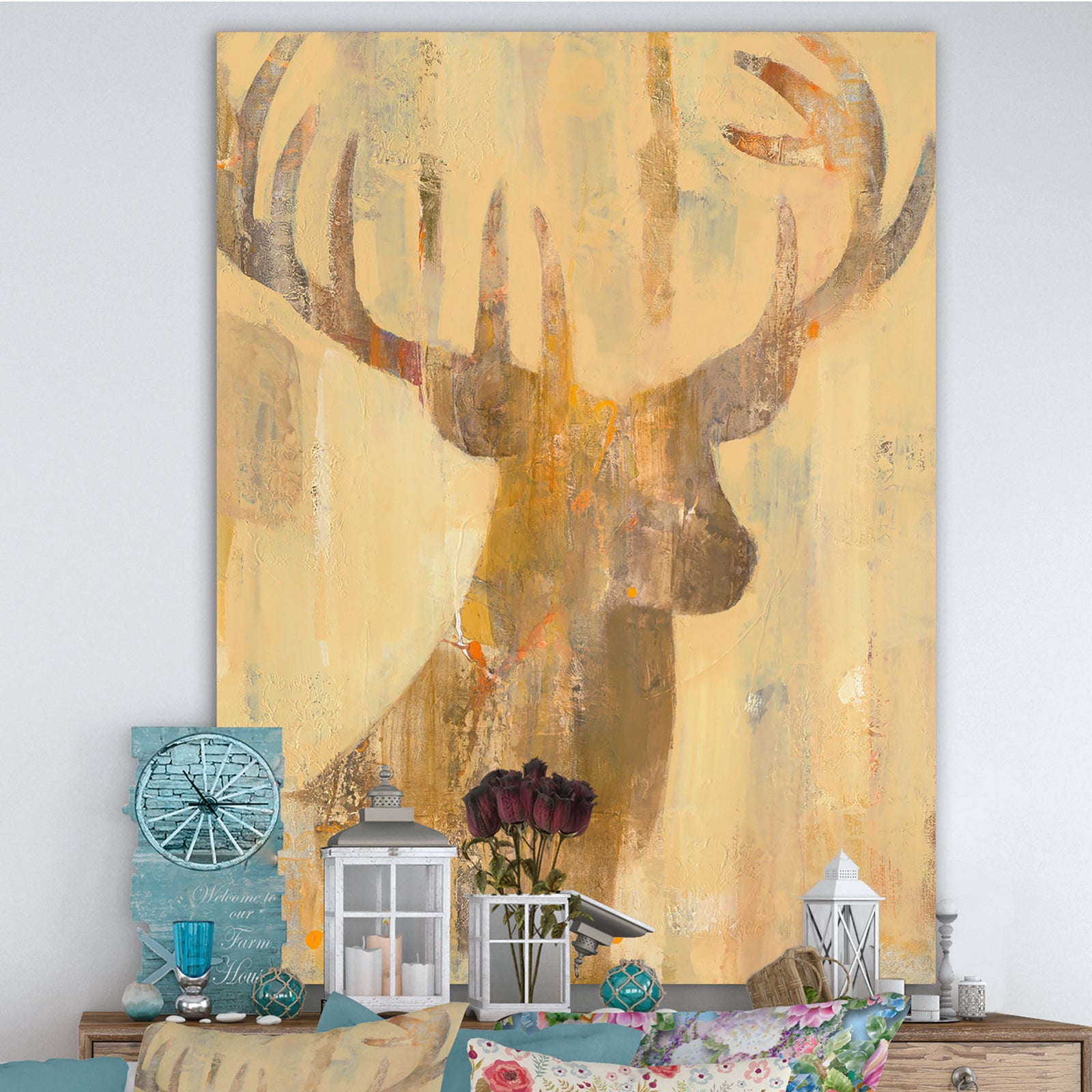 Golden Deer I - Modern Farmhouse Gallery-wrapped Canvas