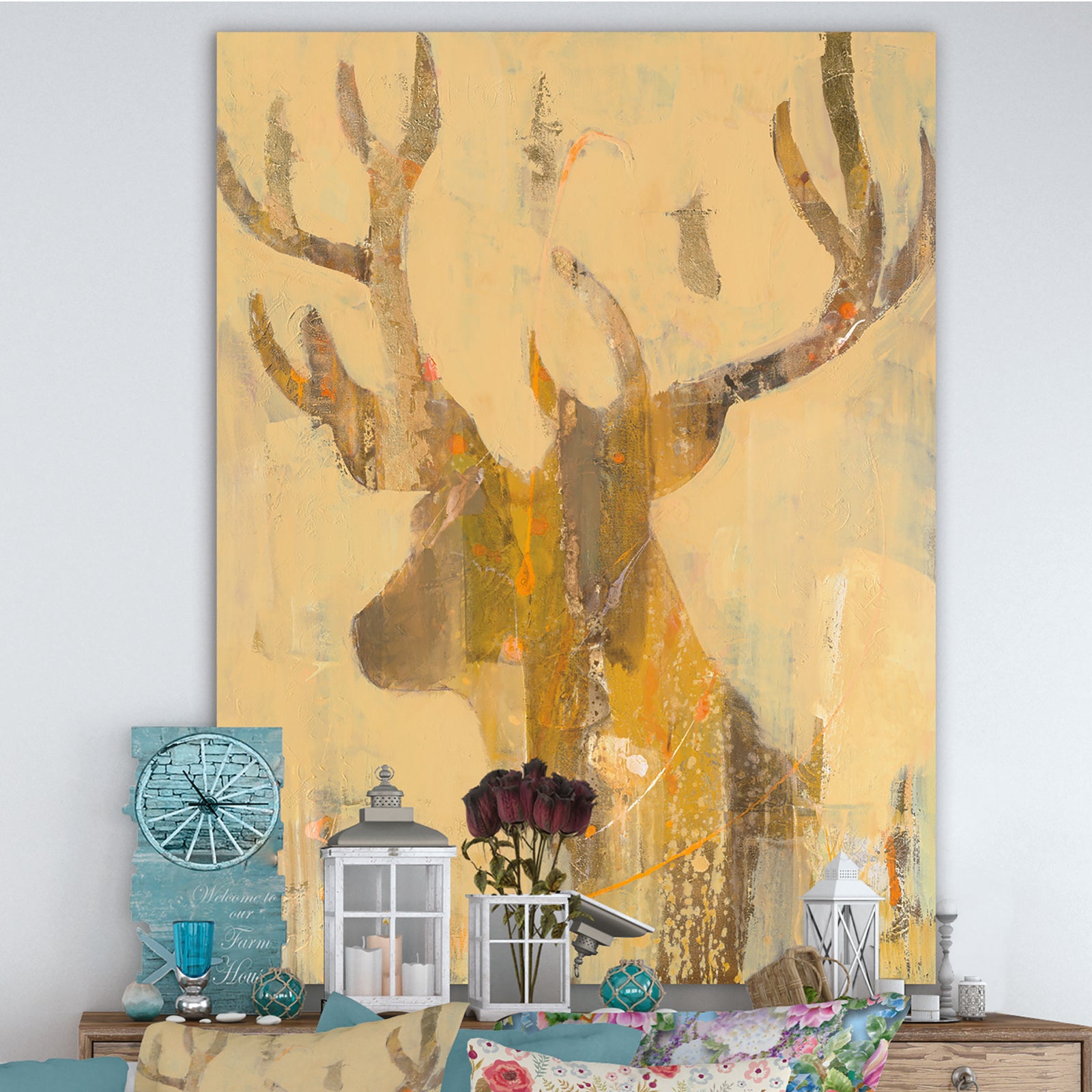 Golden Deer II - Modern Farmhouse Canvas Artwork