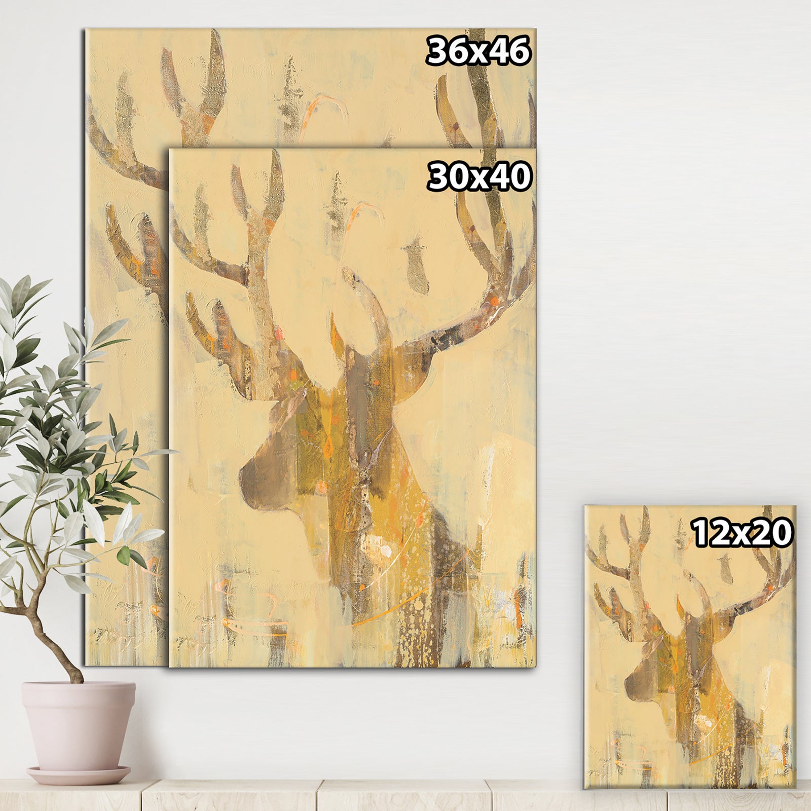 Golden Deer II - Modern Farmhouse Canvas Artwork