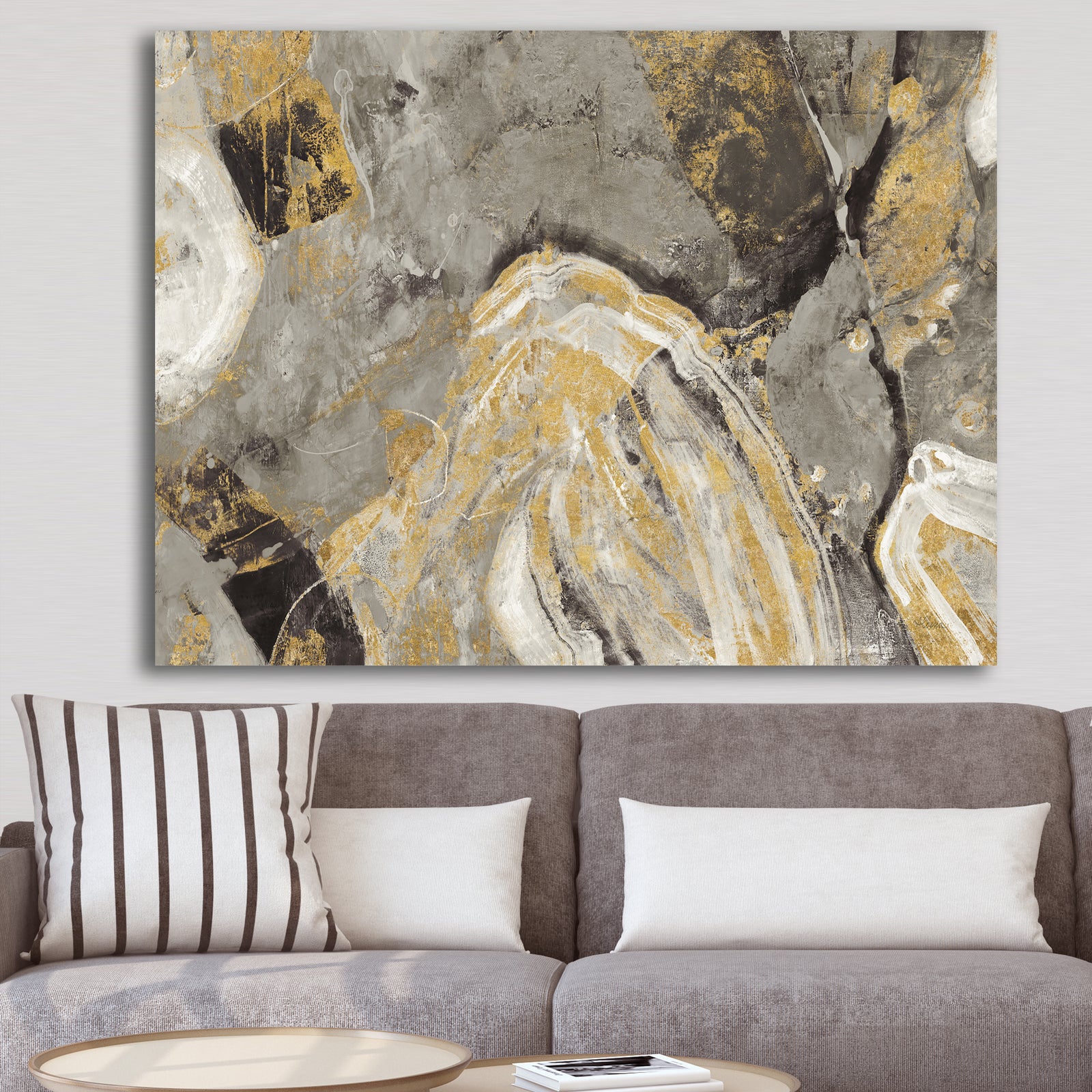 Painted Gold Stone - Cabin & Lodge Canvas Art