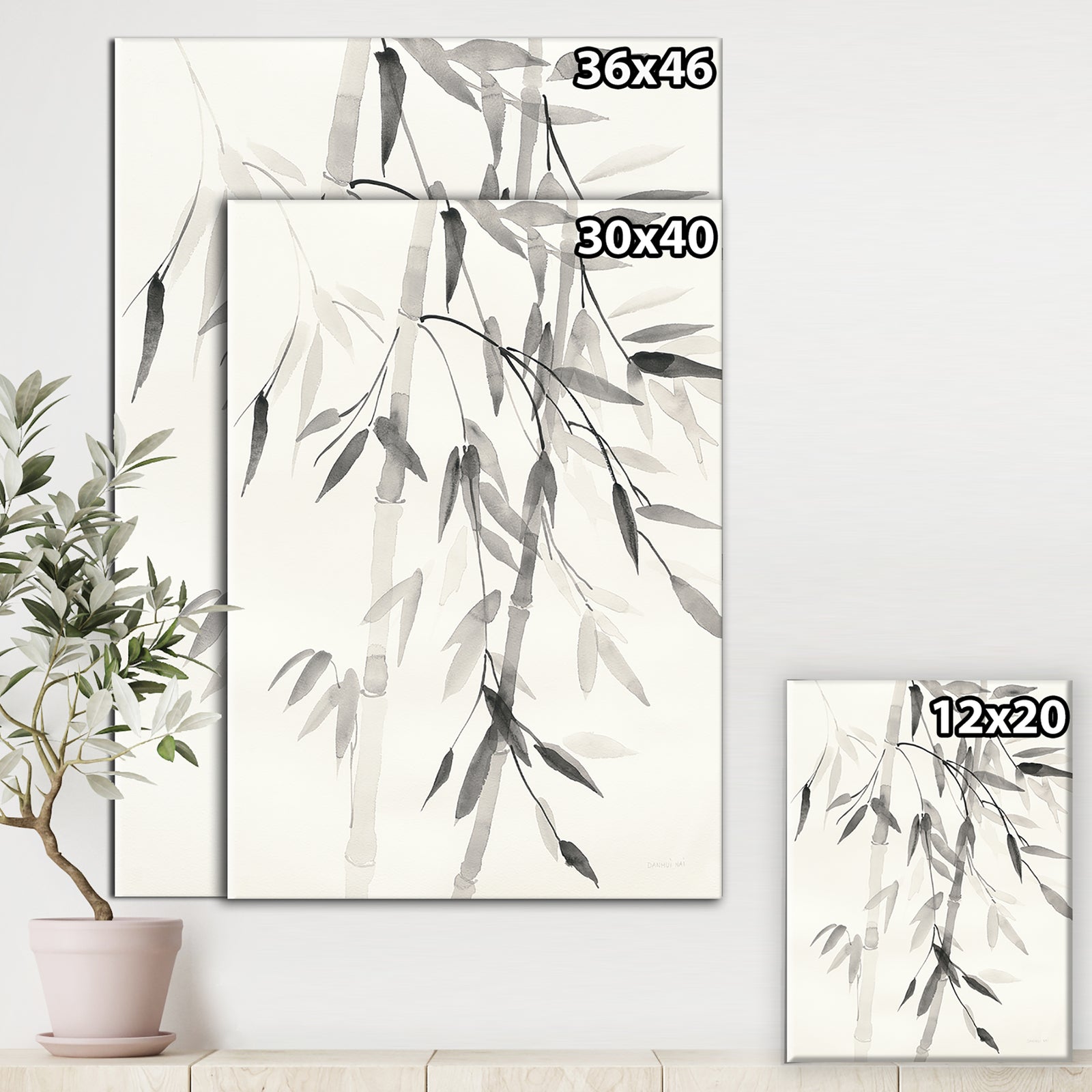 Simplist Bamboo Leaves V - Cabin & Lodge Gallery-wrapped Canvas