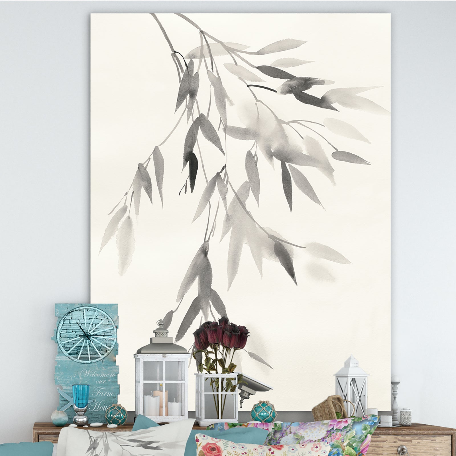 Simplist Bamboo Leaves IV - Cabin & Lodge Canvas Artwork