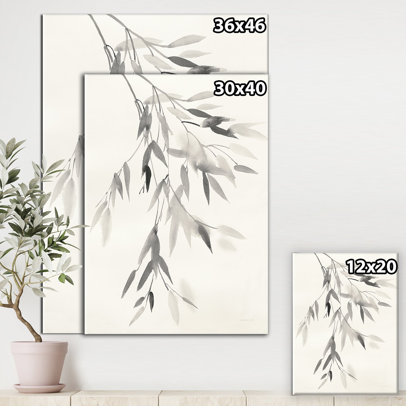 Simplist Bamboo Leaves IV - Cabin & Lodge Canvas Artwork