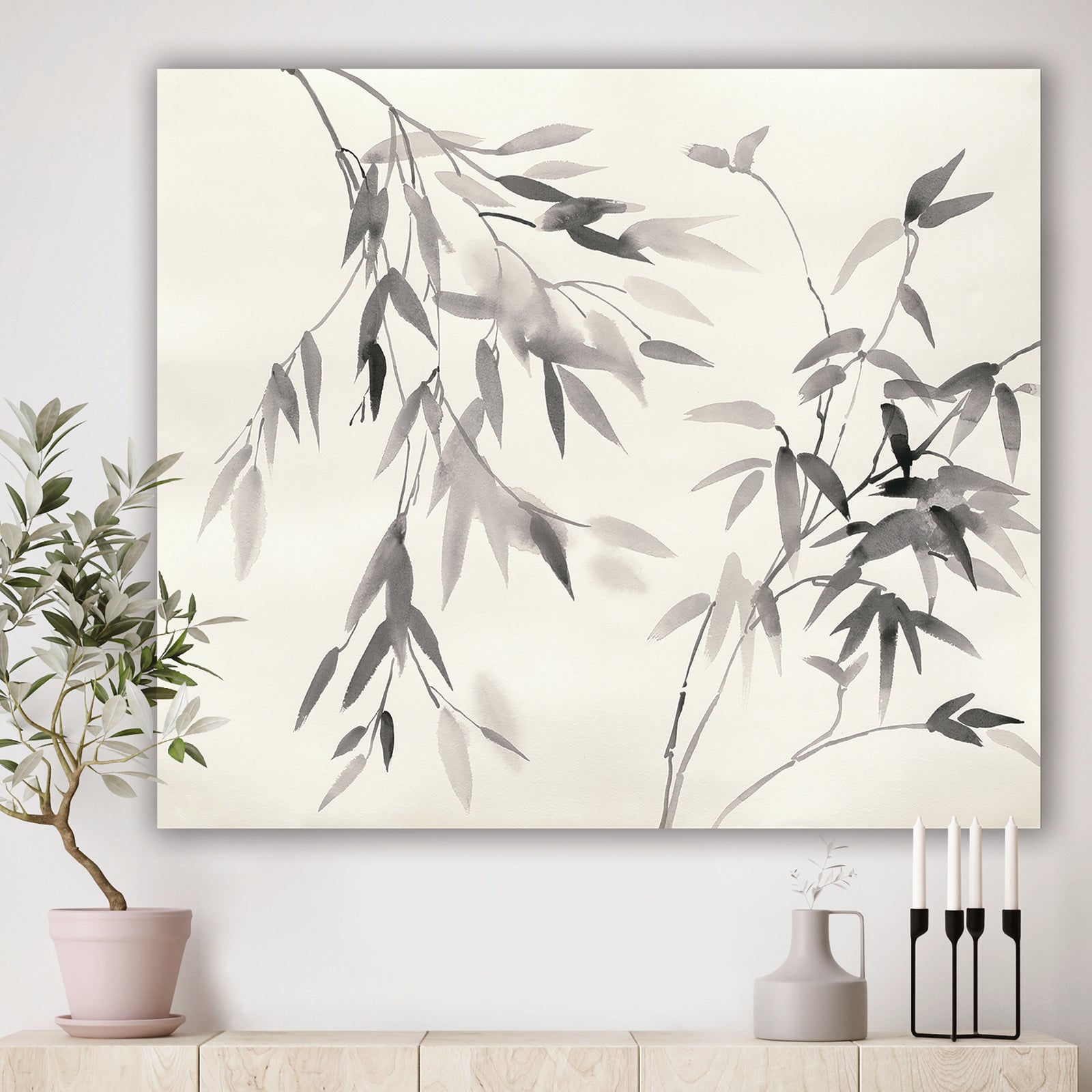 Bamboo Leaves II - Farmhouse Premium Canvas Wall Art