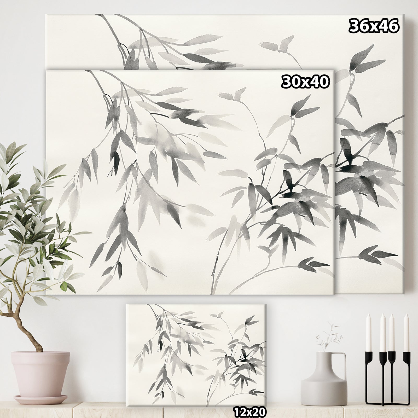 Bamboo Leaves II - Farmhouse Premium Canvas Wall Art