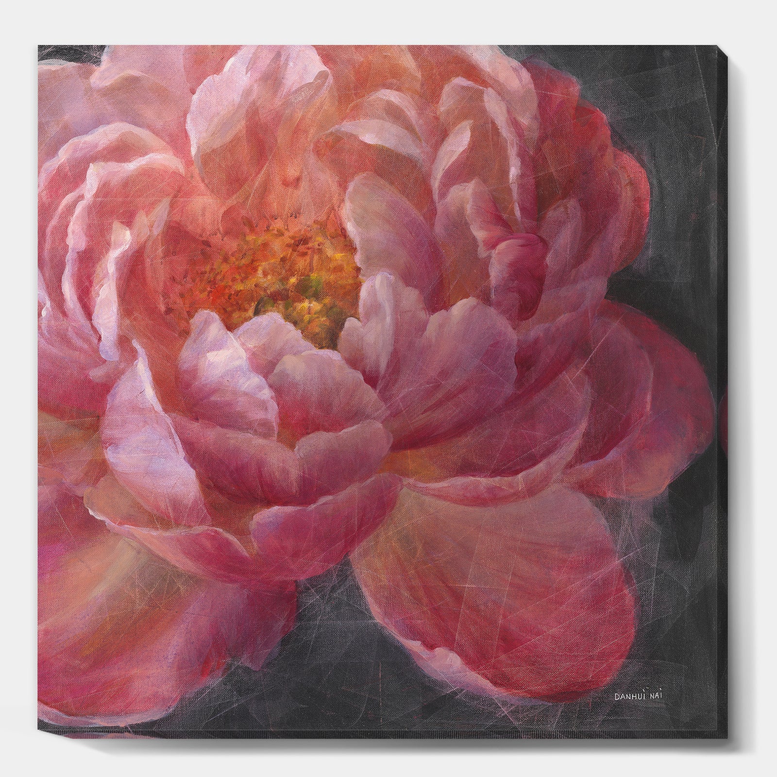 Vivid Pink Peonies I - Shabby Chic Gallery-wrapped Canvas