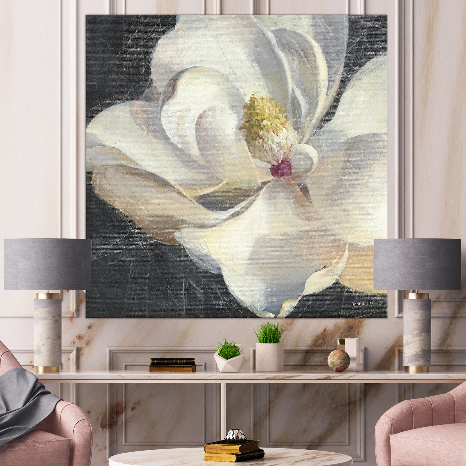 Vivid White Magnolia IV - Shabby Chic Premium Canvas Wall Art