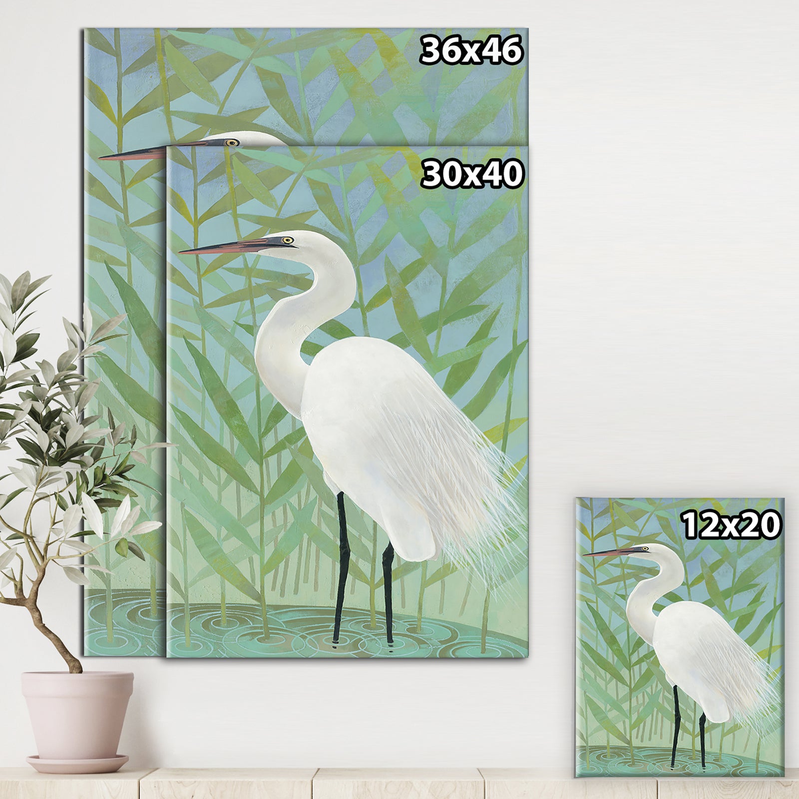 heron by the Shore II - Modern Farmhouse Canvas Artwork