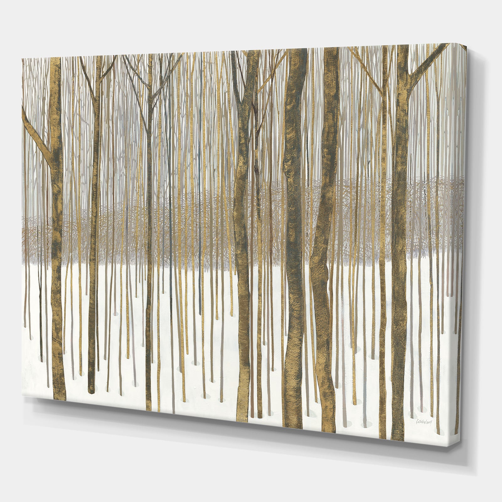 Forest in Winter Gold - Cabin Canvas Art