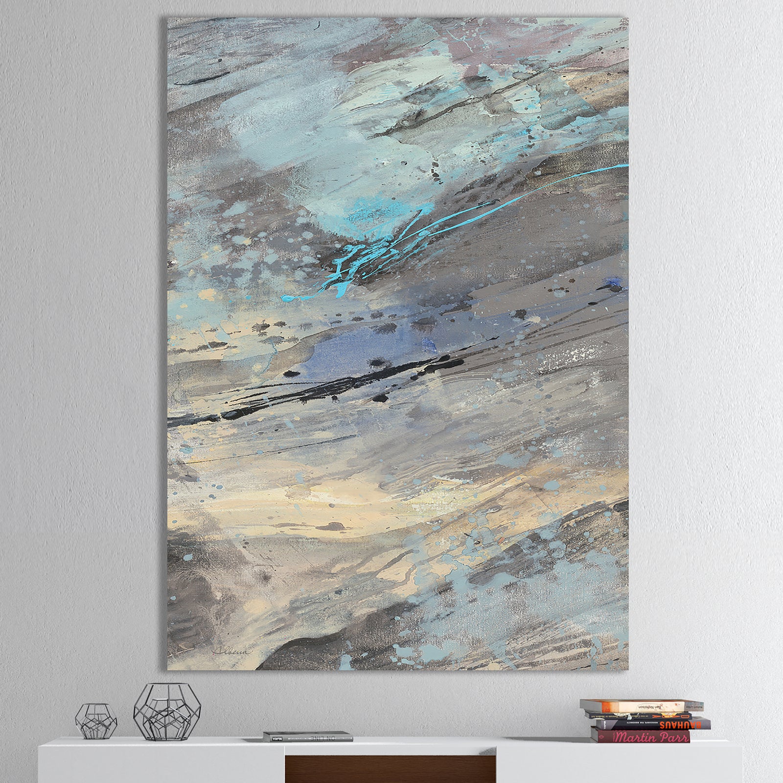 Rock Teal Panel I - Modern & Contemporary Premium Canvas Wall Art
