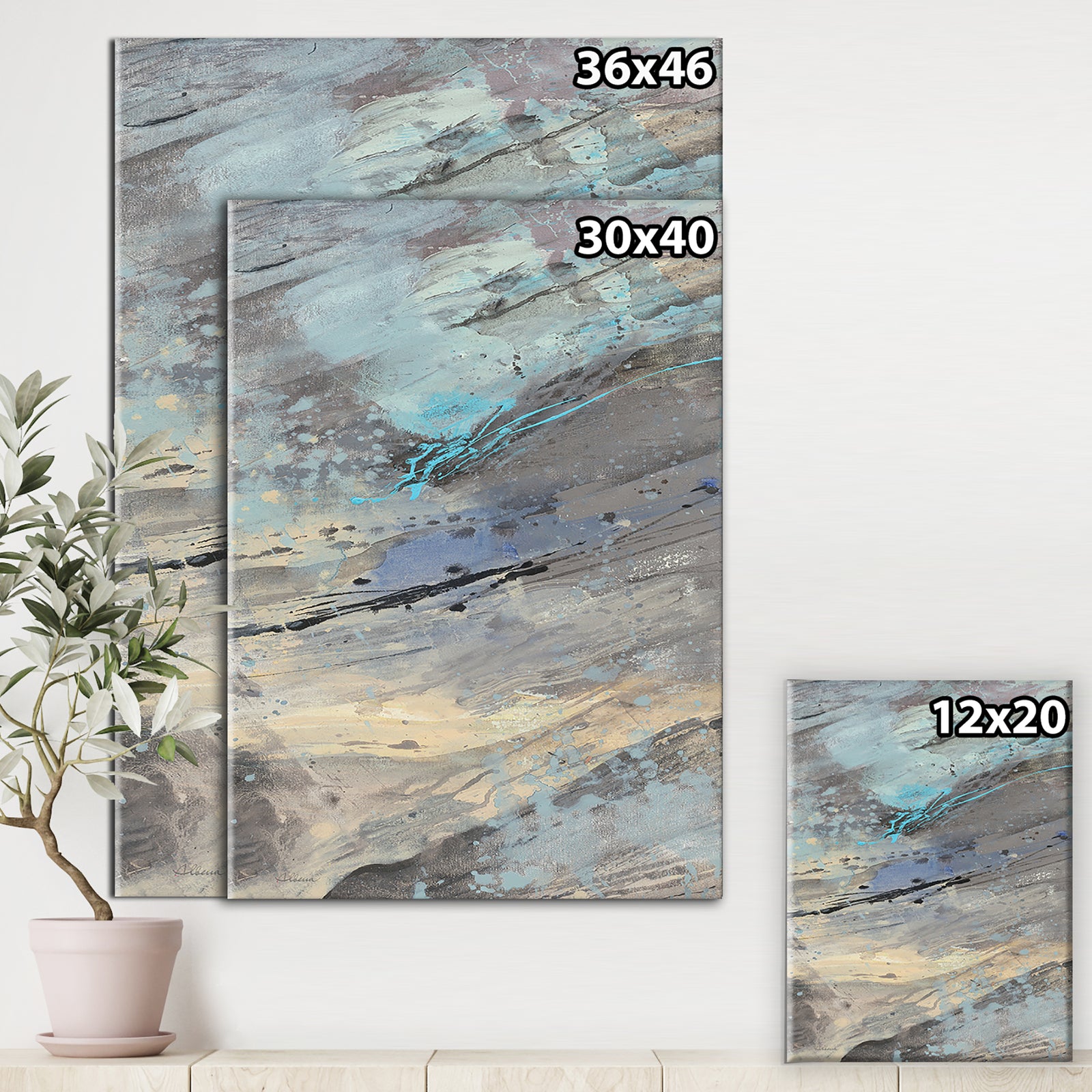 Rock Teal Panel I - Modern & Contemporary Premium Canvas Wall Art