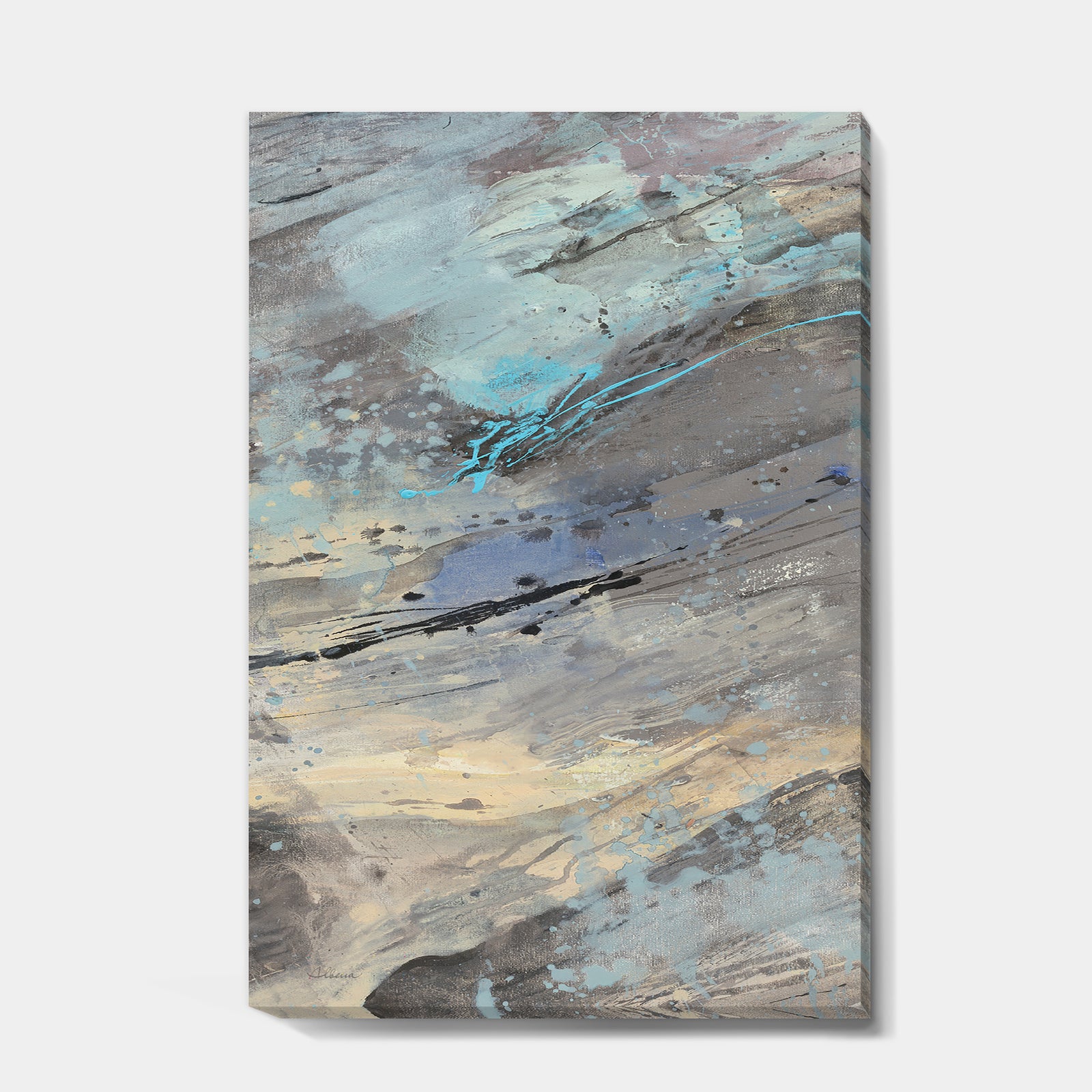 Rock Teal Panel I - Modern & Contemporary Premium Canvas Wall Art