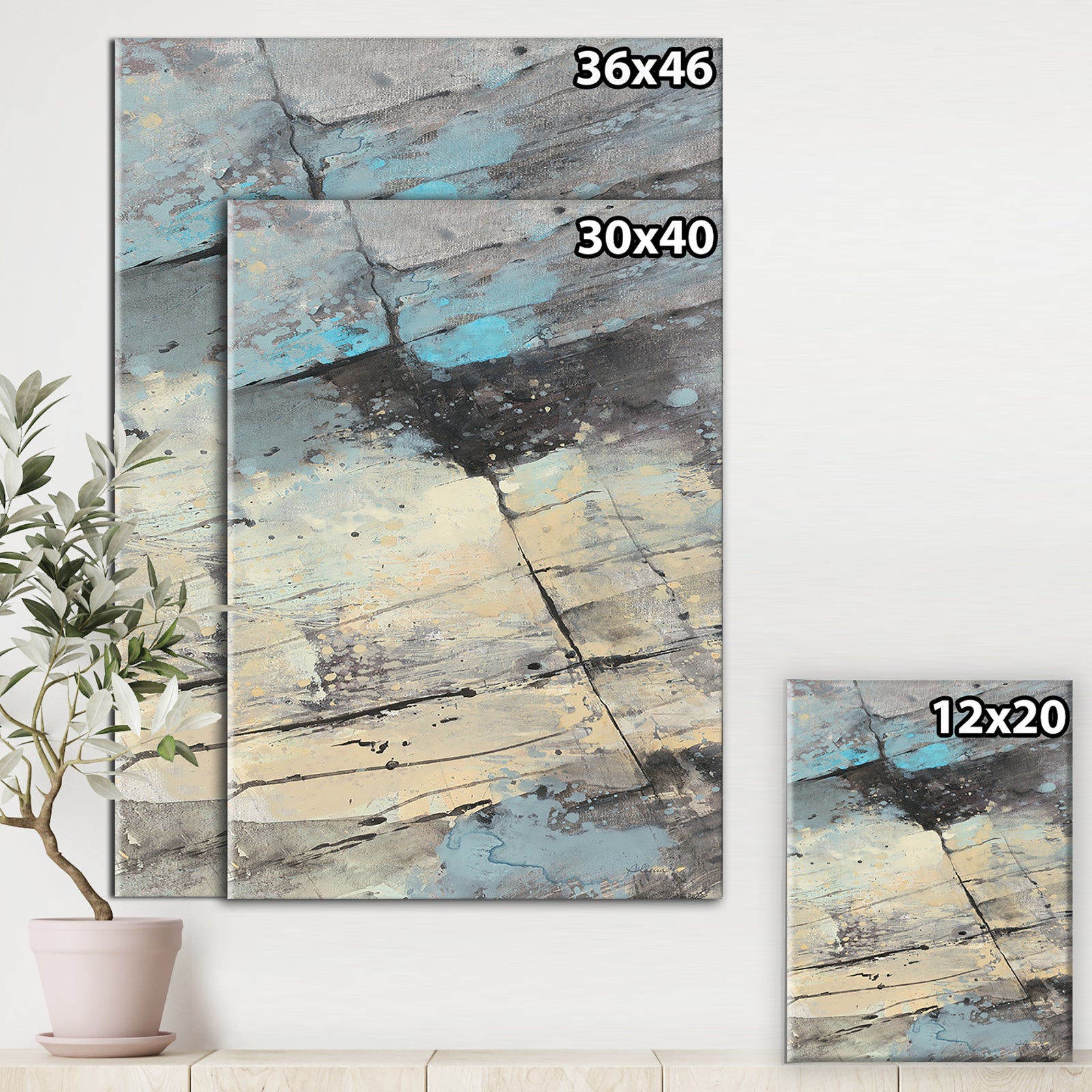 Rock Teal Panel II - Modern & Contemporary Gallery-wrapped Canvas