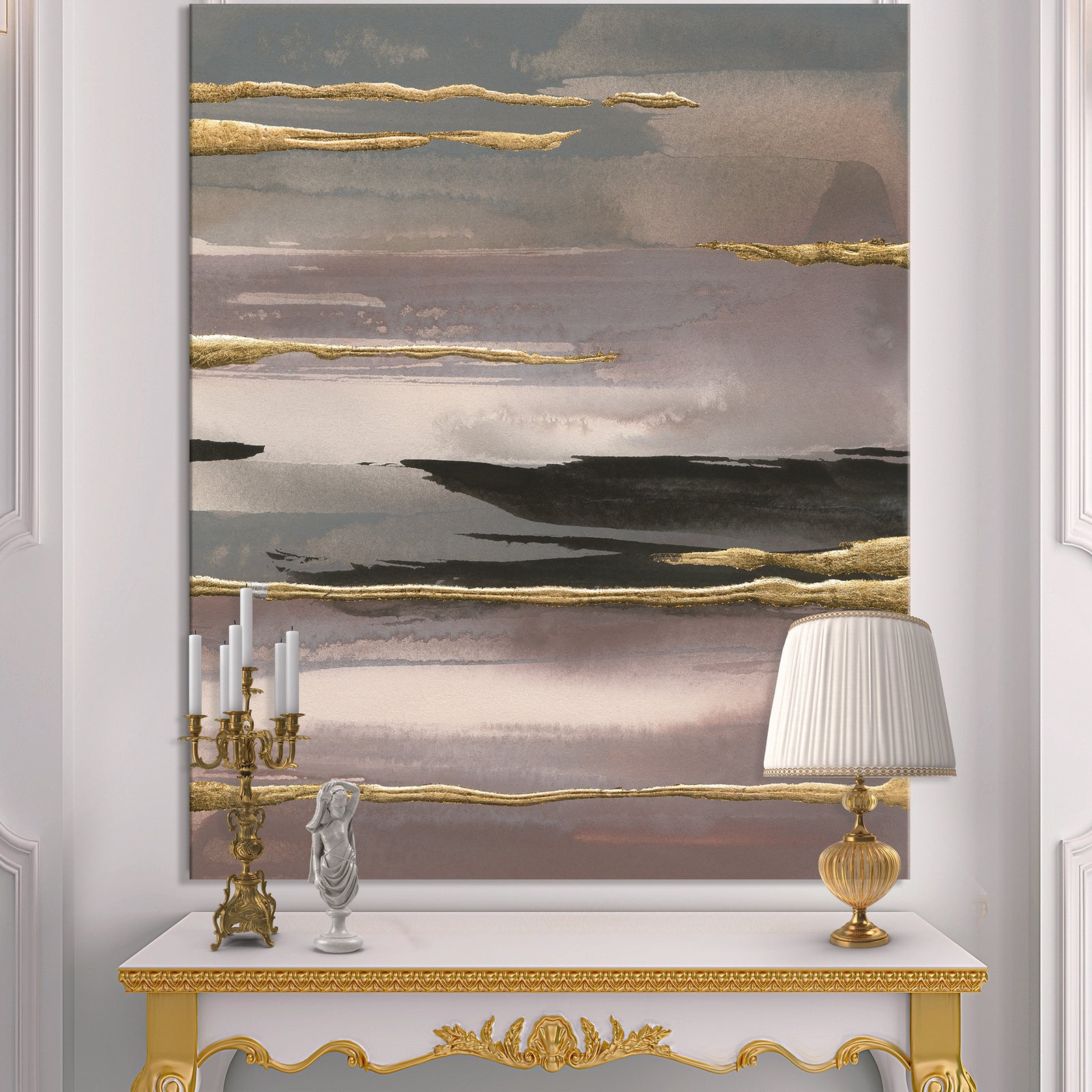 Glamorous Morning Fog II - Modern Glam Premium Canvas Wall Art