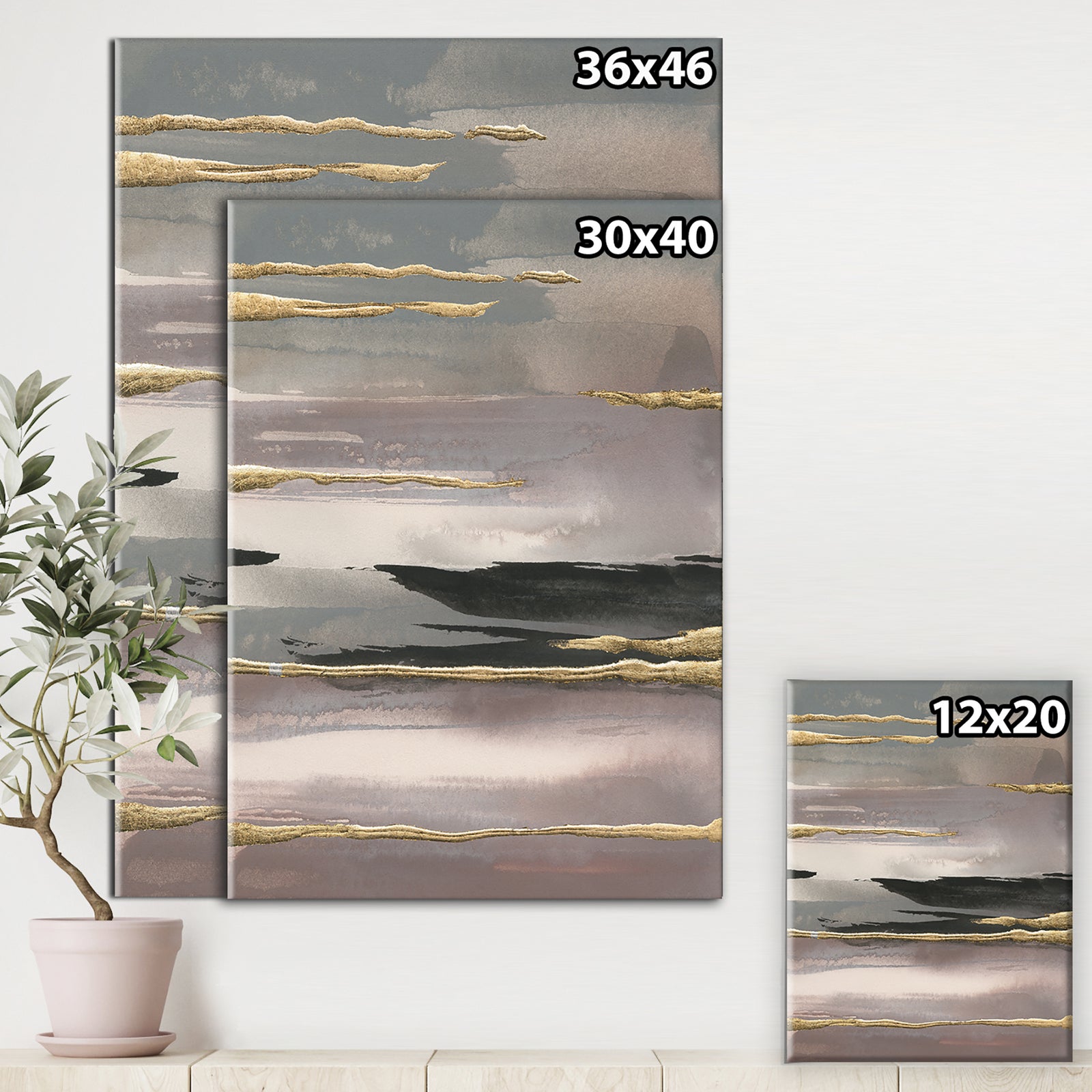 Glamorous Morning Fog II - Modern Glam Premium Canvas Wall Art