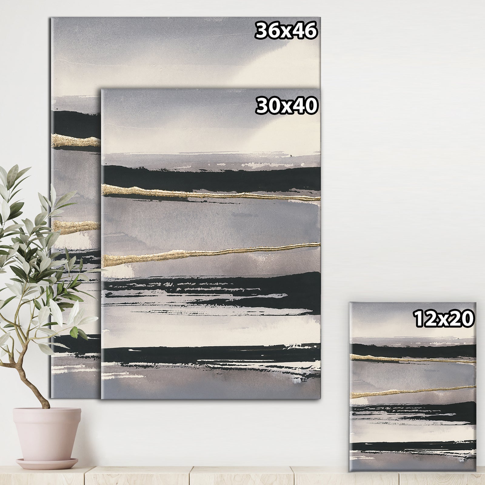 Glamorous Morning Fog III - Modern Glam Gallery-wrapped Canvas