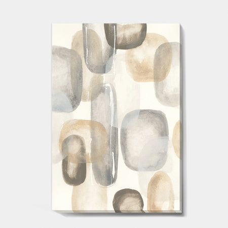 Neutral Oval Grey Stones I - Modern Glam Gallery-wrapped Canvas