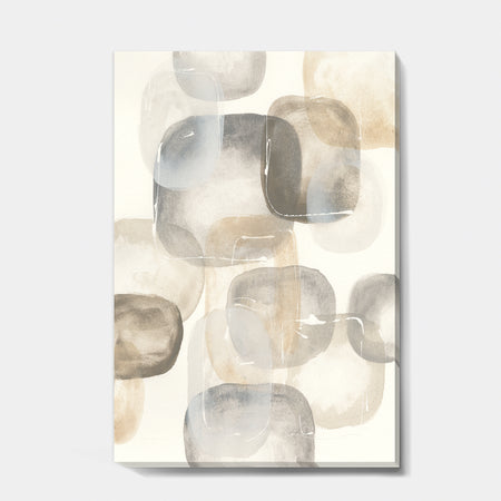 Neutral Oval Grey Stones II - Modern Glam Canvas Artwork