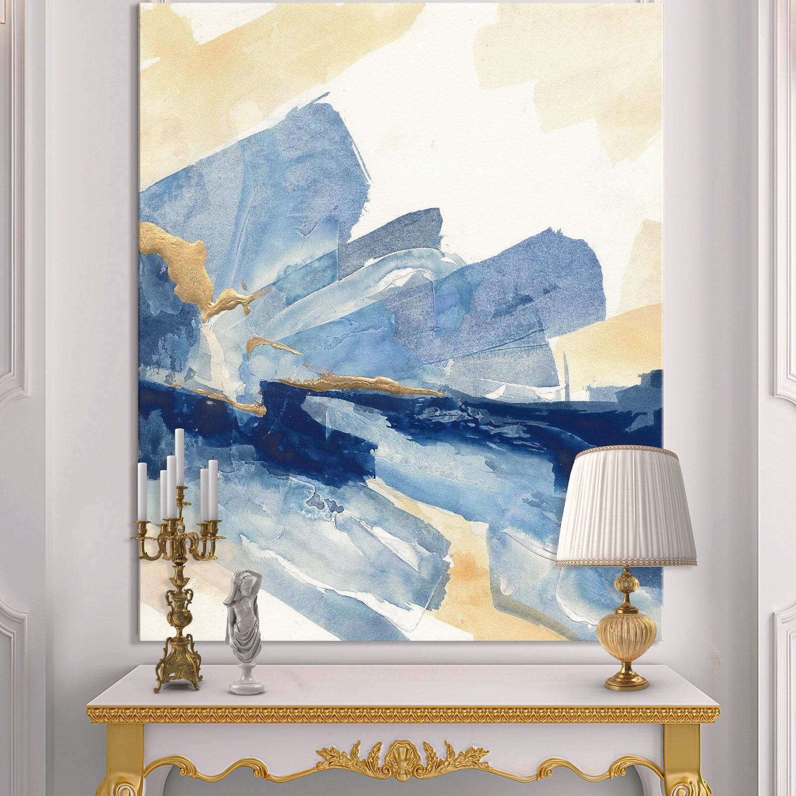 Metallic Gold Indigo I - Modern Glam Canvas Art