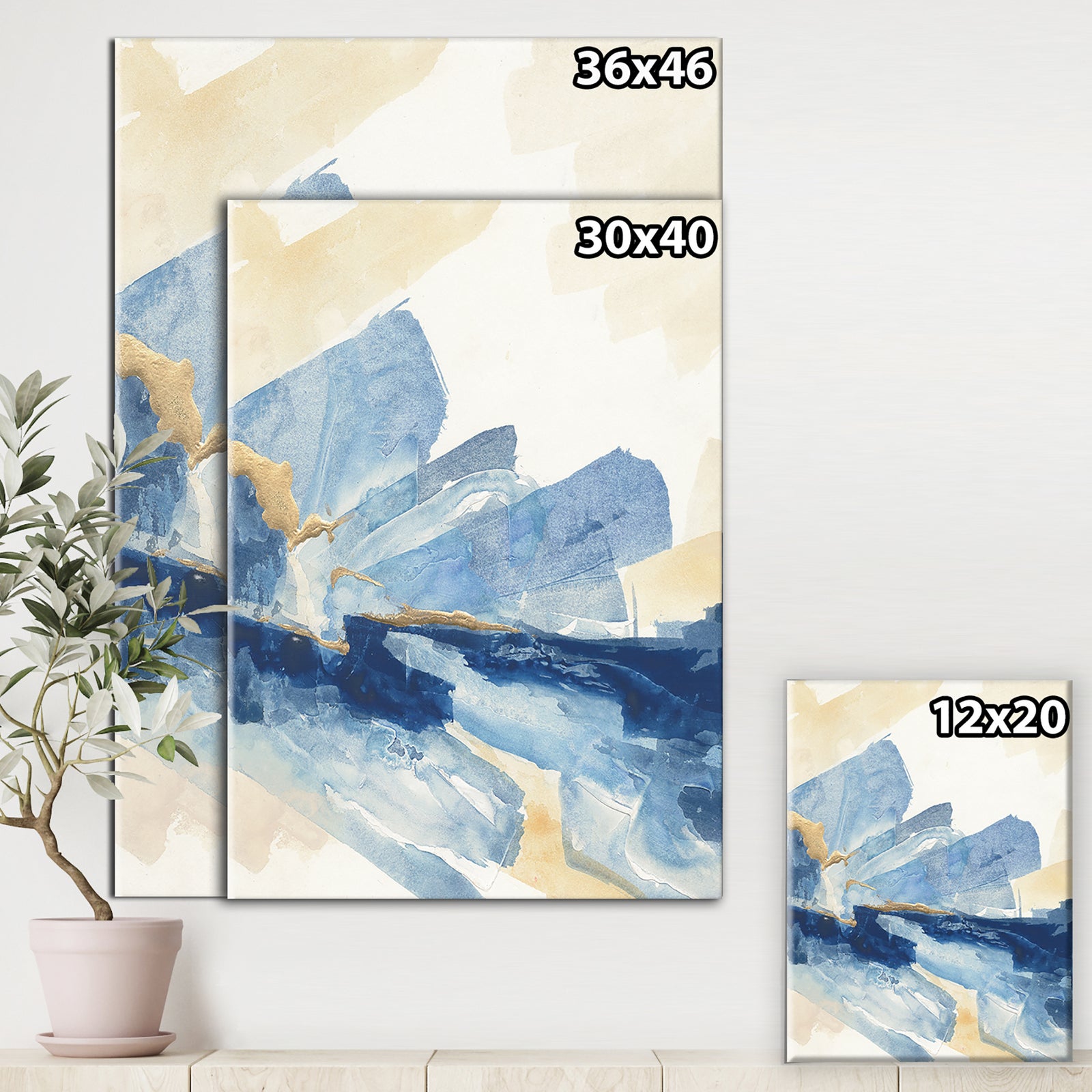 Metallic Gold Indigo I - Modern Glam Canvas Art