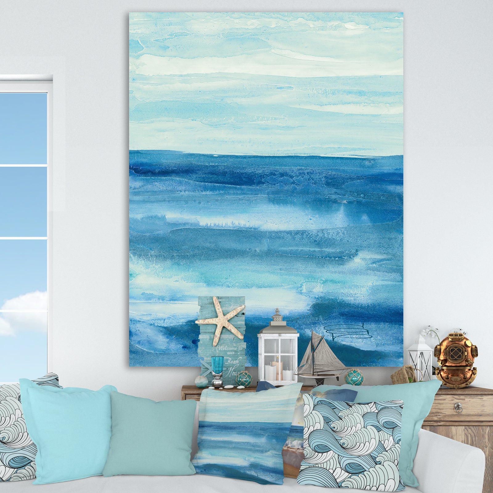 Lost in Blue Panel - Nautical & Coastal Gallery-wrapped Canvas