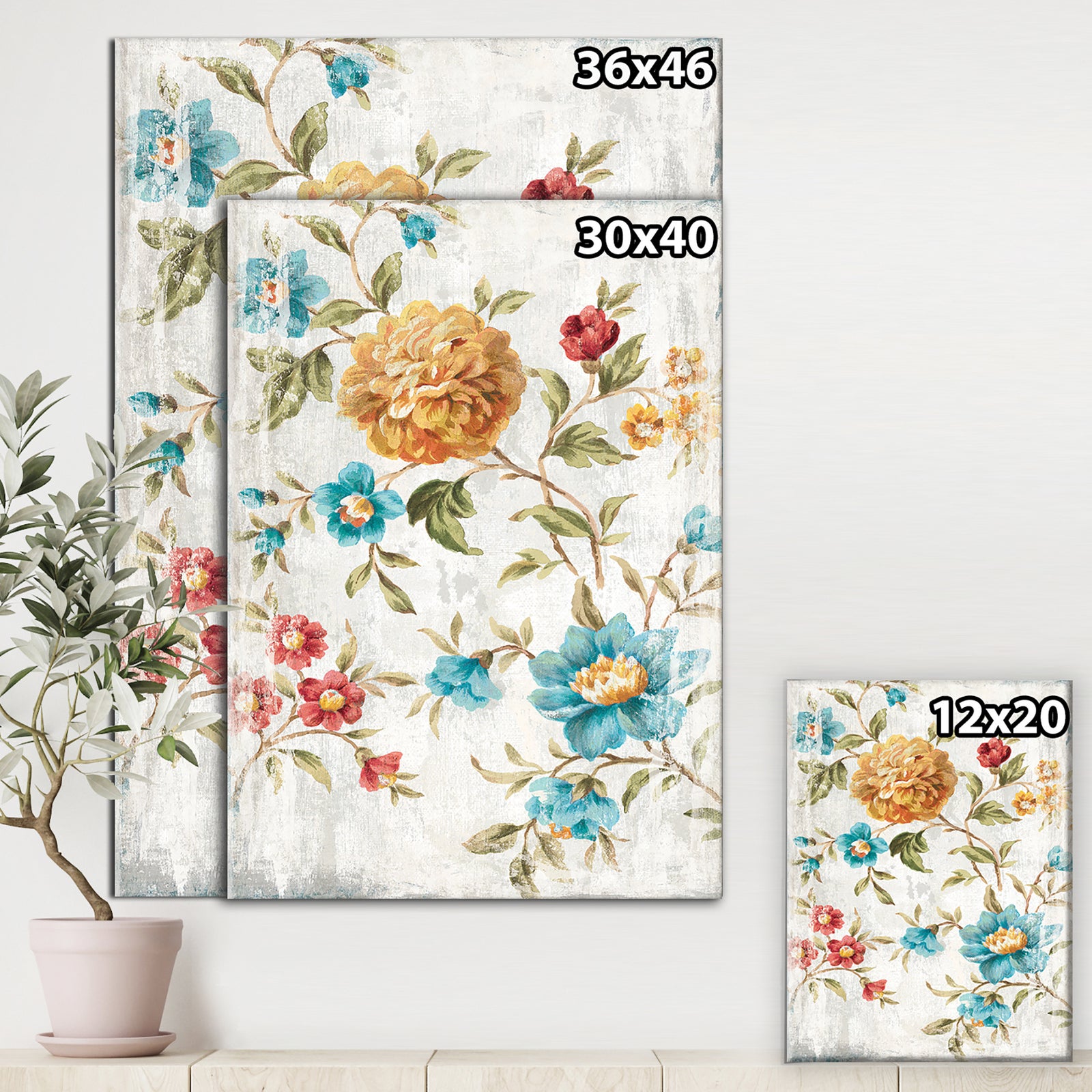 Golden Flowers - Cabin & Lodge Gallery-wrapped Canvas