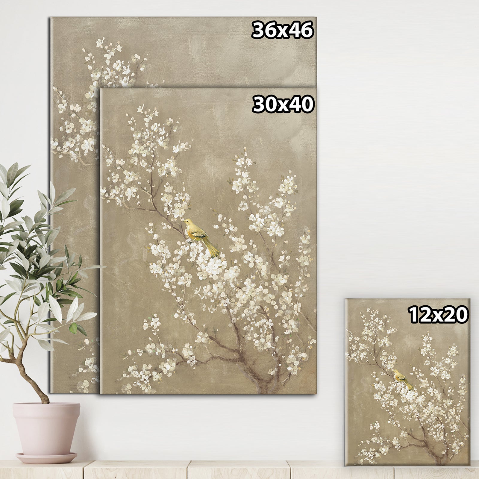 White Cherry Blossom III - Farmhouse Premium Canvas Wall Art