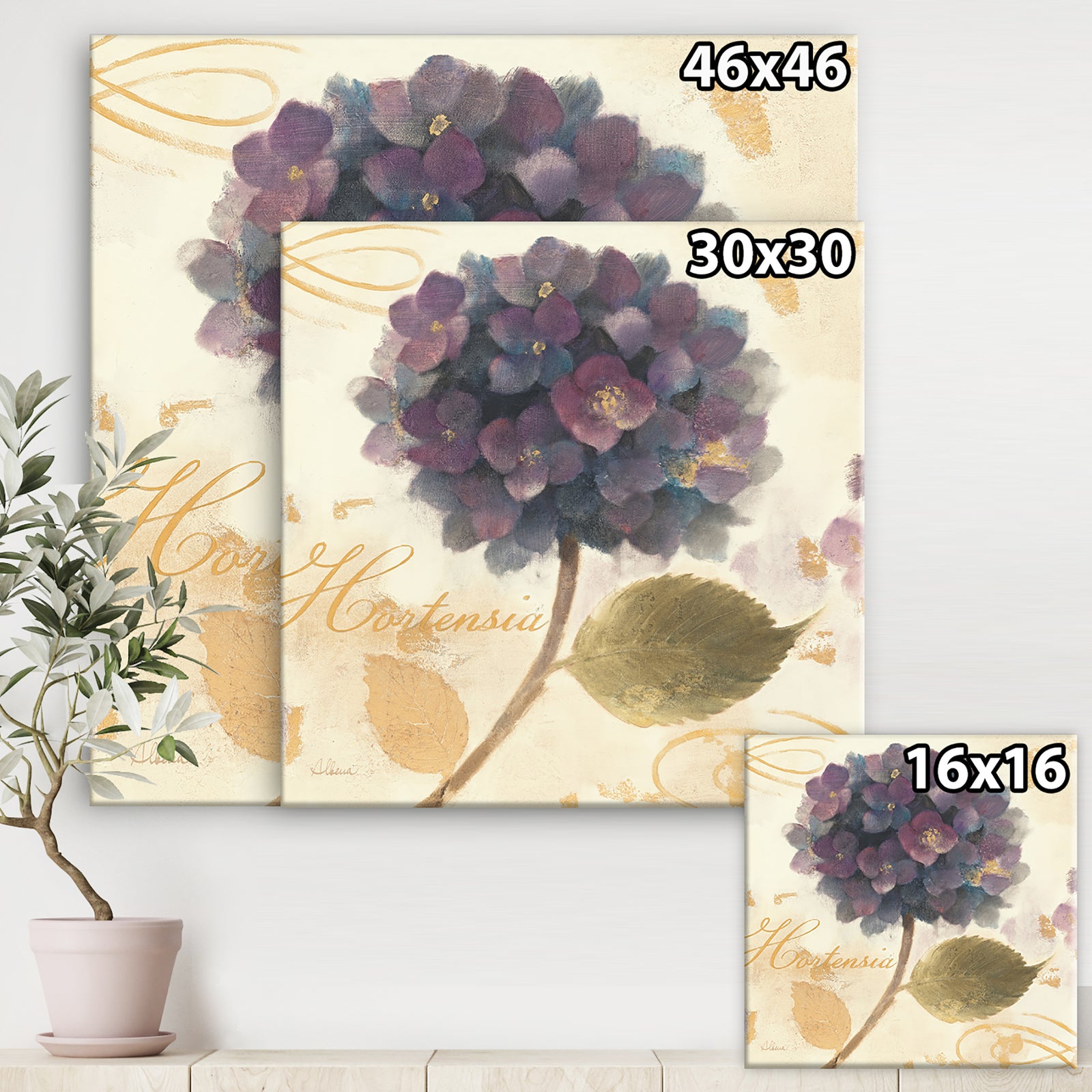 Abundant Hydrangea Flower I - Floral Cottage Gallery-wrapped Canvas
