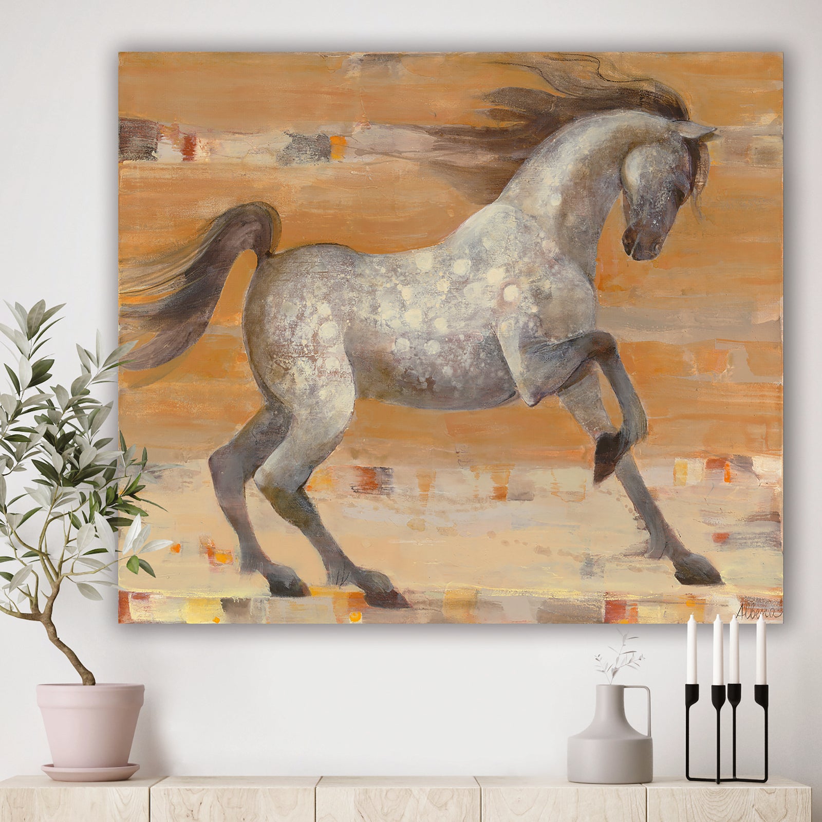 southwest Beige Horse - Modern Farmhouse Gallery-wrapped Canvas