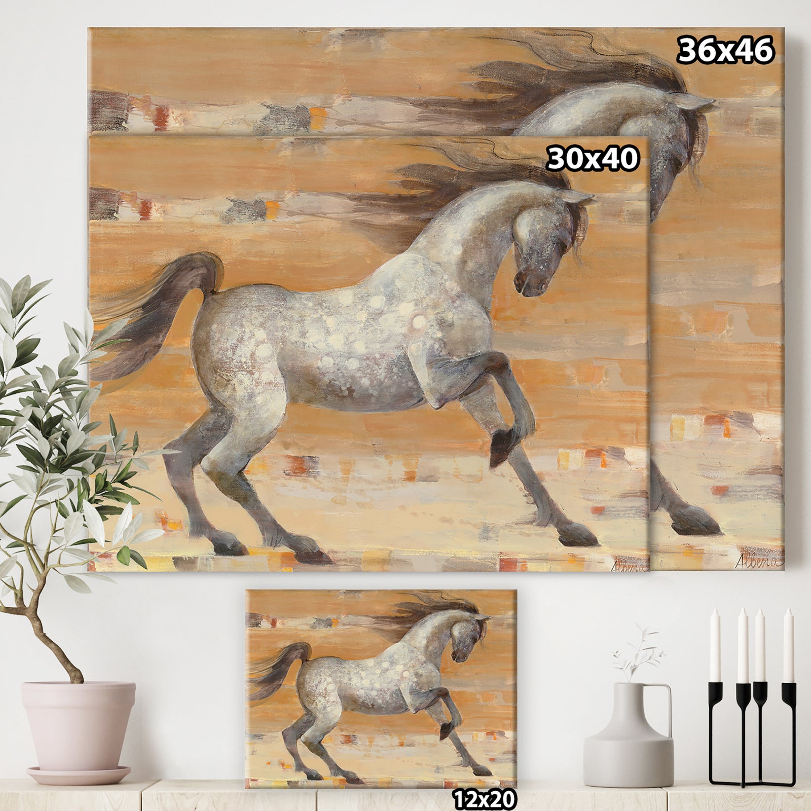 southwest Beige Horse - Modern Farmhouse Gallery-wrapped Canvas
