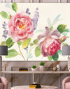 Watercolor Roses Bouqet - Shabby Chic Canvas Artwork
