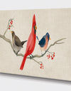 Red Farmhouse Bird on Branch Painting - Modern Farmhouse Canvas Art