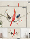 Red Farmhouse Bird on Branch Painting - Modern Farmhouse Canvas Art