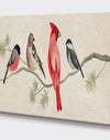 Chickadee And Red Farmhouse Bird on Branch - Modern Farmhouse Premium Canvas Wall Art