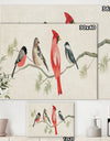 Chickadee And Red Farmhouse Bird on Branch - Modern Farmhouse Premium Canvas Wall Art