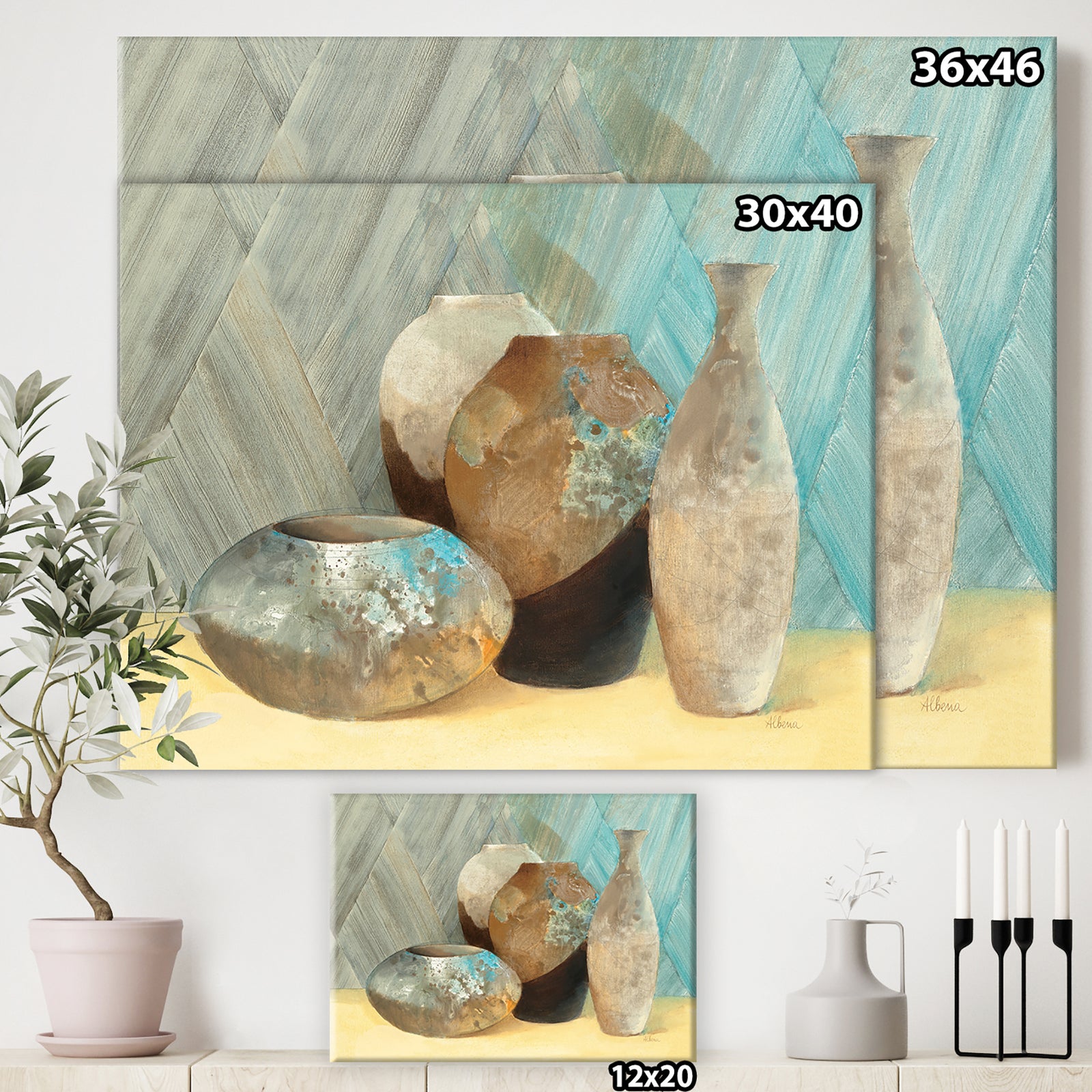 Still Life of Vase Bottle - Traditional Canvas Artwork