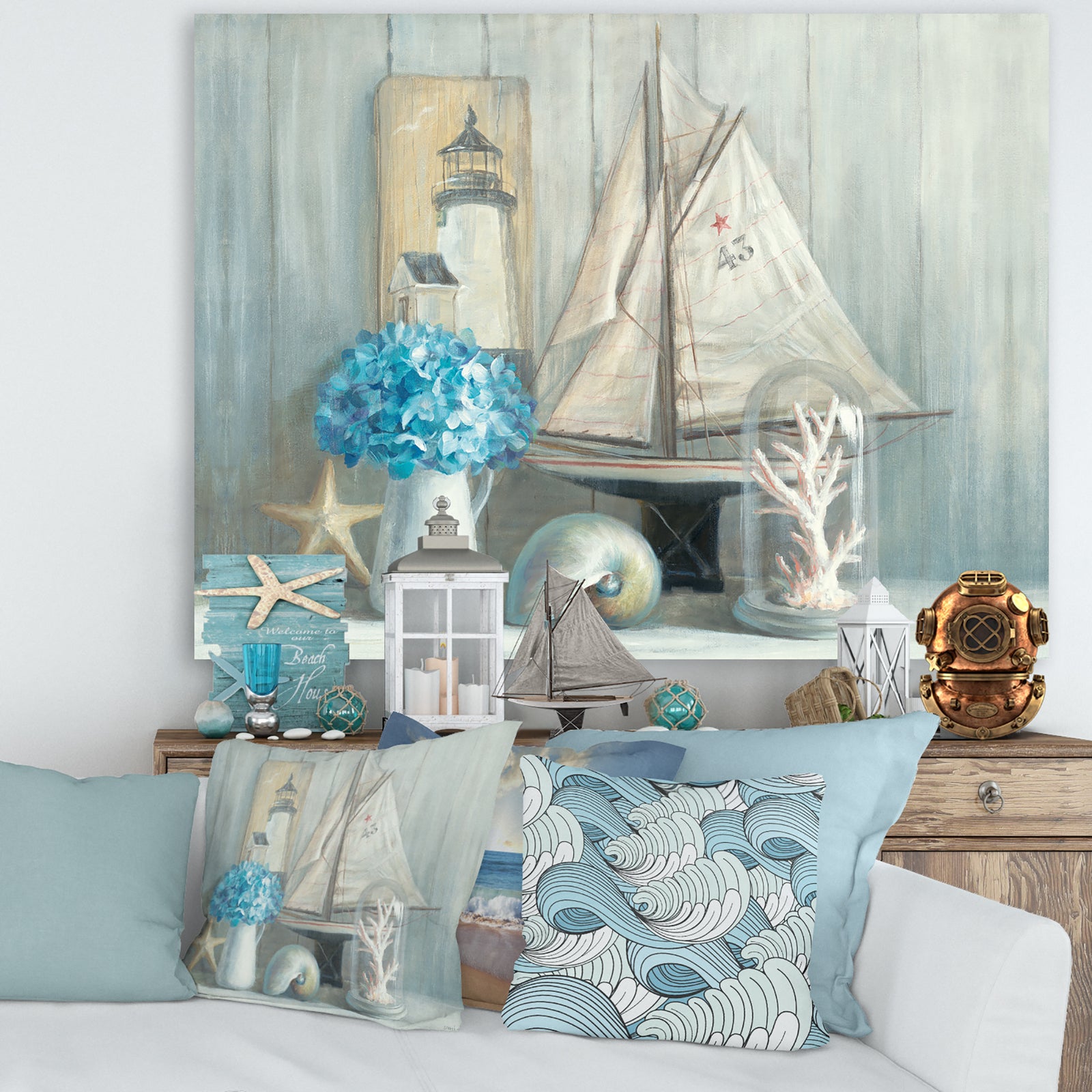 Summer Nautical House - Nautical & Coastal Canvas Art