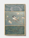 Farmhouse Triptych of Blue Ornaments And Chickadee - Farmhouse Gallery-wrapped Canvas