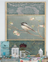 Farmhouse Triptych of Blue Ornaments And Chickadee - Farmhouse Gallery-wrapped Canvas